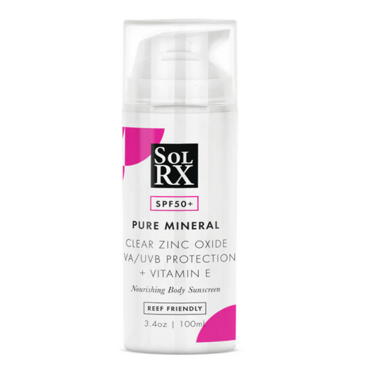 SoLRX Pure Mineral SPF 50 Nourishing Body Sunscreen + Vitamin E, 3.4 oz