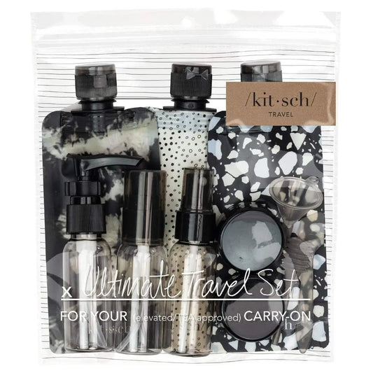 Refillable Ultimate Travel 11pc Set - Black & Ivory